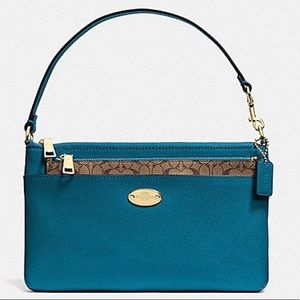 FINAL SALE ⚠️ Coach TEAL Leather Pop Pouch Purse